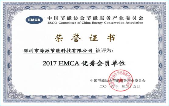 2017EMCA优秀会员单位证书